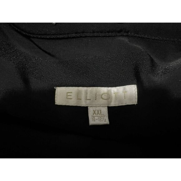 Elliott Mens Black Hidden Button Front Mandarin Collar LS Shirt  XXL (18-18.5) - Picture 5 of 5